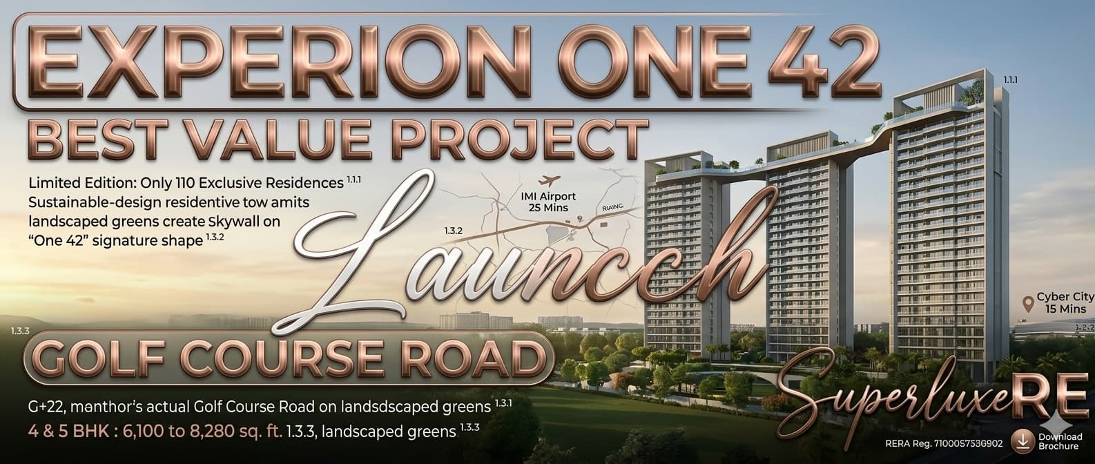 Experion One42 — The Best New Launch on Golf Course Road at ₹45K PSF